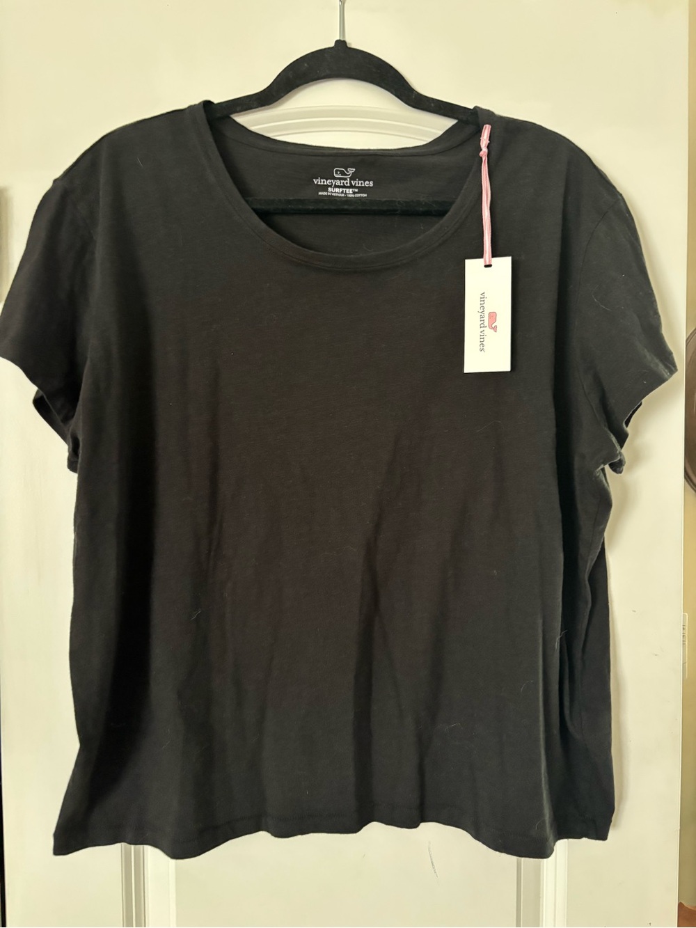 Vineyard Vines Surftee Black Crewneck Short Sleeve Tee Womens Slub Large New NWT